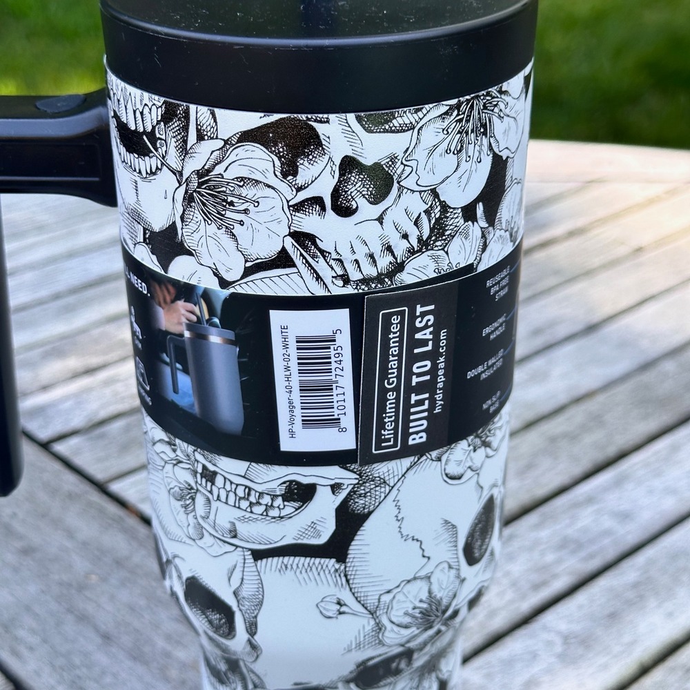 Hydrapeak Voyager 40oz Tumbler Skull Floral Stainless Steel Insulated Travel Mug - Picture 8 of 11